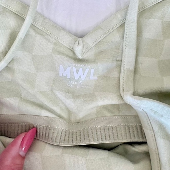 NWT Madewell Flex Longline Bra in Lime Green Checkerboard - Picture 7 of 7